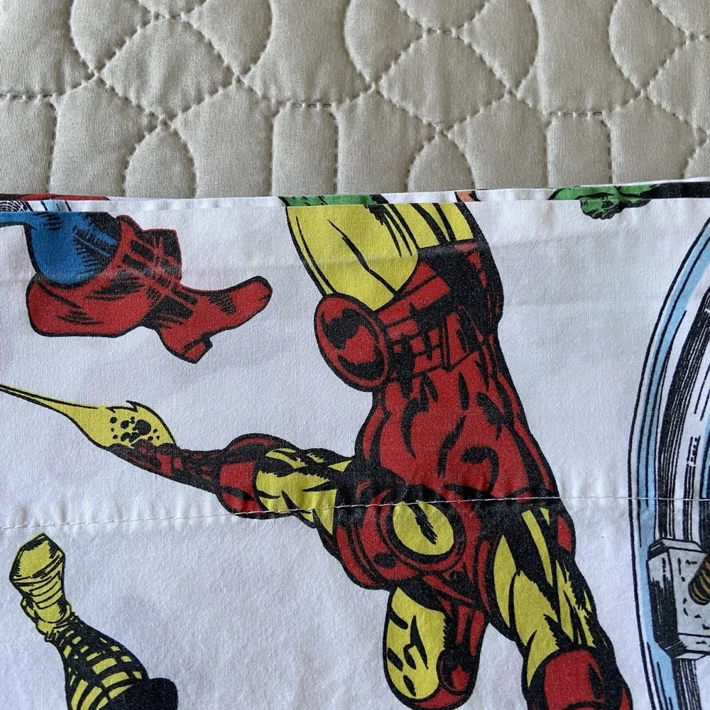 POTTERY BARN KIDS AVENGERS Marvel Comics Twin Size Flat Sheet Laundry Bag Lot